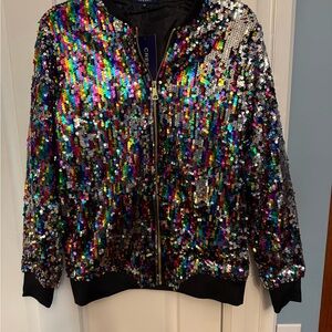 Multicolor Sequin Bomber Jacket